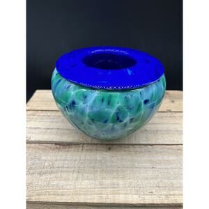 Wimberley Glassworks Art Glass Bowl Vase WGW Hand Blown 2005 Signed